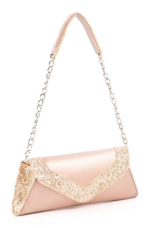 Powder pink women's dress clutch, for weddings, ceremonies, cocktails and parties. Worn view - Florence KOOIJMAN